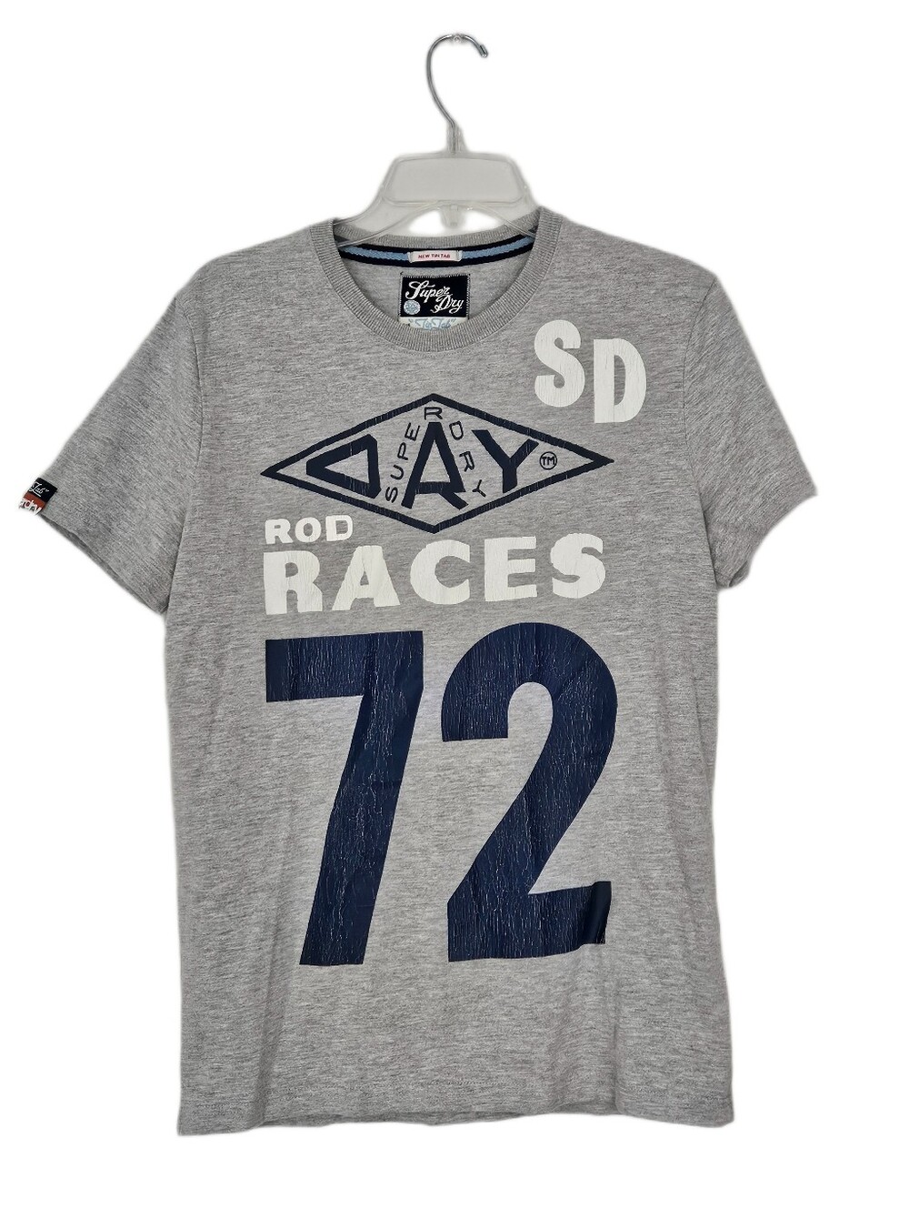 Superdry Men's Gray & Navy Graphic Short Sleeve Tee Large